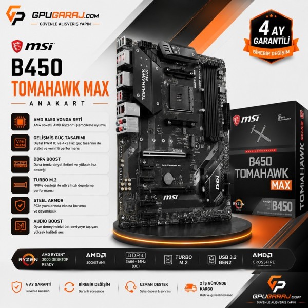 MSI B450 TOMAHAWK MAX Yenilenmiş Anakart