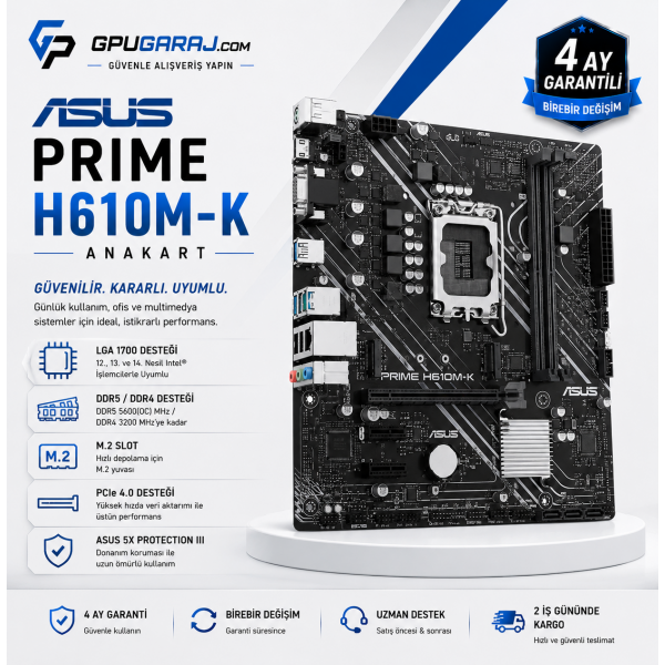 İkinci El ASUS PRIME H610M-K Anakart