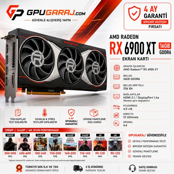 AMD Radeon RX 6900 XT 16GB GDDR6 Yenilenmiş Ekran Kartı - 4 Ay Garantili
