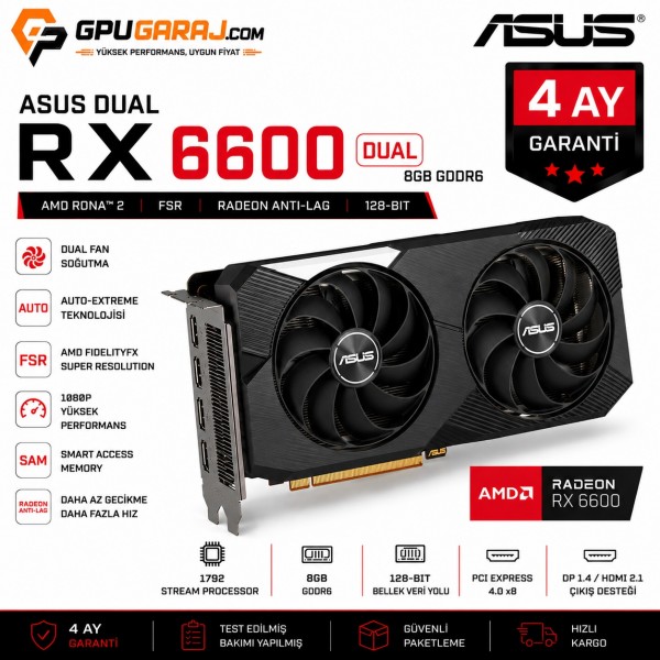 ASUS Dual RX 6600 8GB | 4 Ay Garantili Yenilenmiş