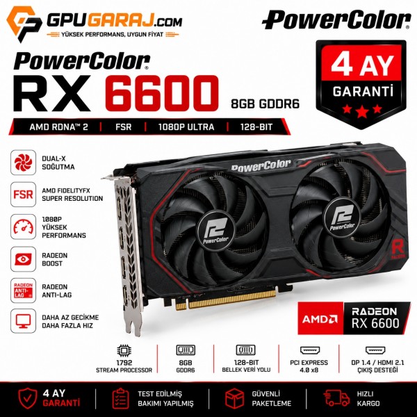 PowerColor RX 6600 8GB | 4 Ay Garantili Yenilenmiş