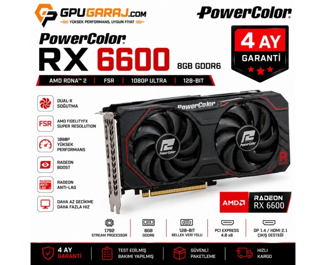 PowerColor RX 6600 8GB | 4 Ay Garantili Yenilenmiş