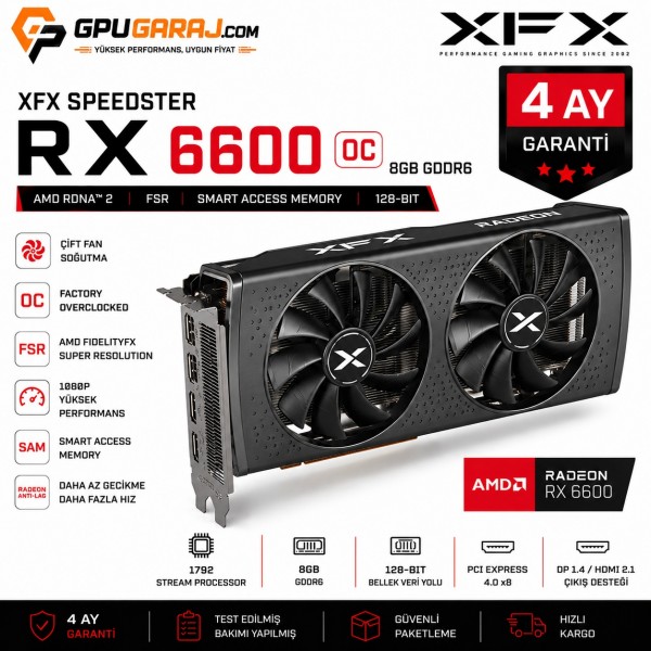XFX RX 6600 OC 8GB | 4 Ay Garantili Yenilenmiş