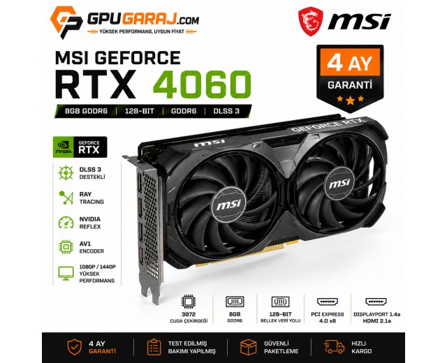 MSI GeForce RTX 4060 8GB Ekran Kartı 