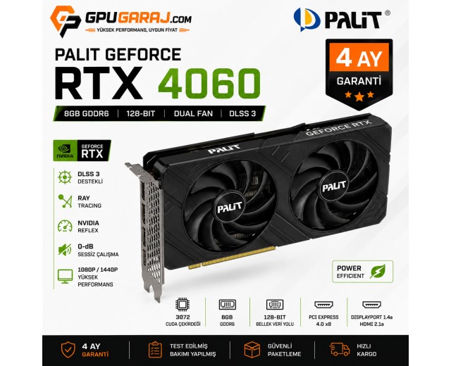Palit GeForce RTX 4060 8GB Ekran Kartı