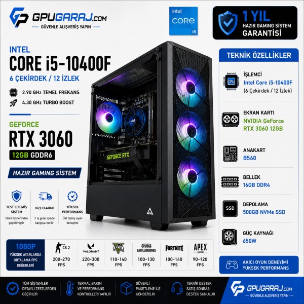 Intel Core i5-10400F • RTX 3060 12GB