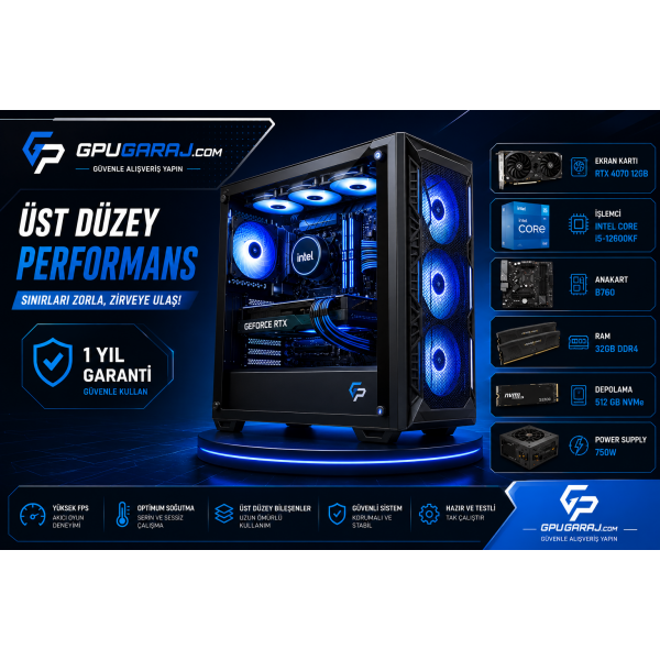 Intel Core i5-12600KF RTX 4070 12GB Gaming Sistem Intel Core i5-12600KF RTX 4070 12GB Gaming Sistem