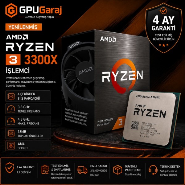 Yenilenmiş AMD Ryzen 3 3300X İşlemci