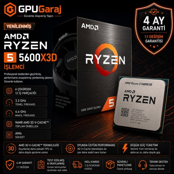 Yenilenmiş AMD Ryzen 5 5600X3D İşlemci