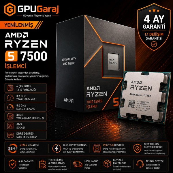 Yenilenmiş AMD Ryzen 5 7500 İşlemci