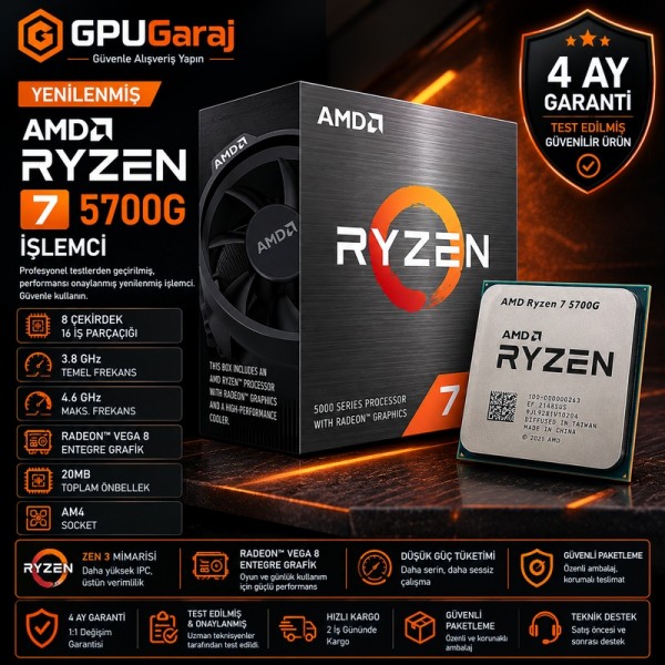 Yenilenmiş AMD Ryzen 7 5700G İşlemci
