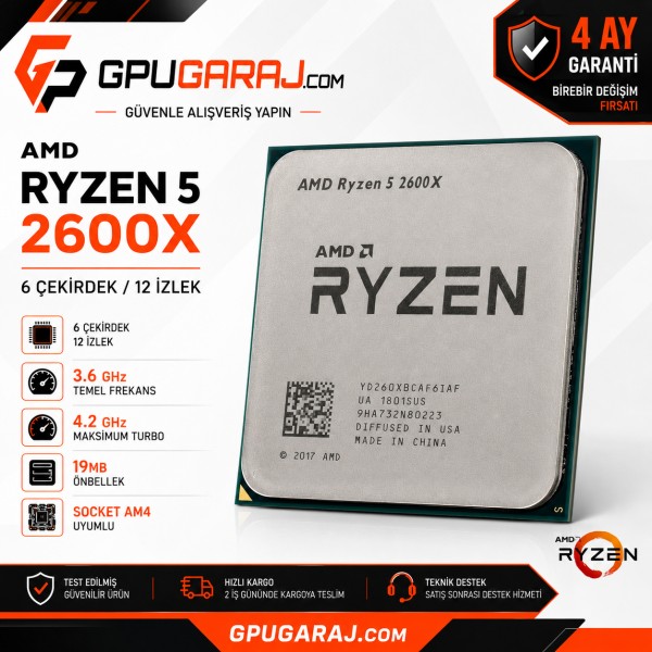 AMD Ryzen 5 2600X Yenilenmiş İşlemci | 4 Ay Garantili