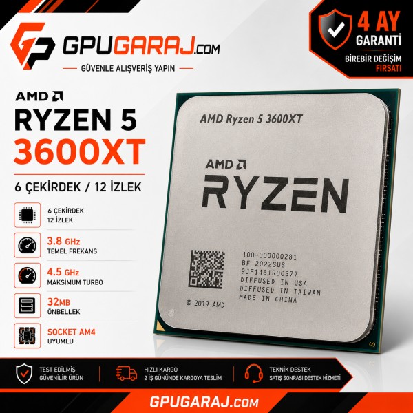 AMD Ryzen 5 3600XT Yenilenmiş İşlemci | 4 Ay Garantili