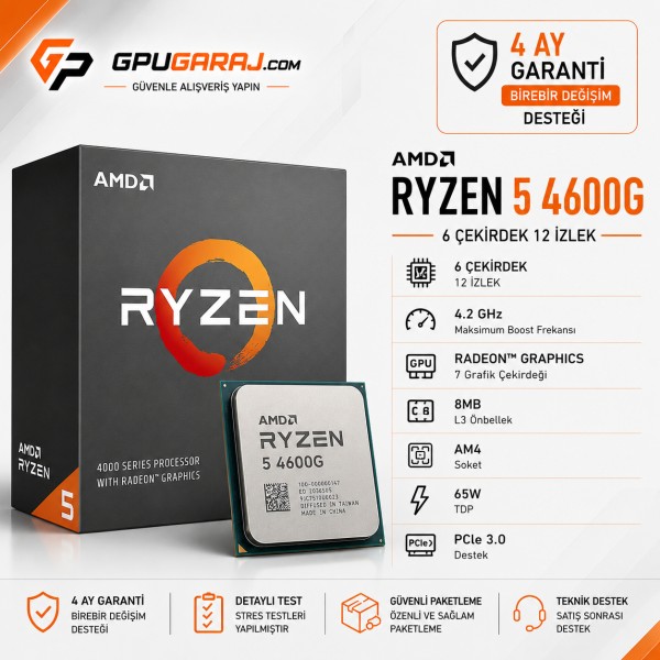 AMD Ryzen 5 4600G Yenilenmiş İşlemci - 4 Ay Garantili