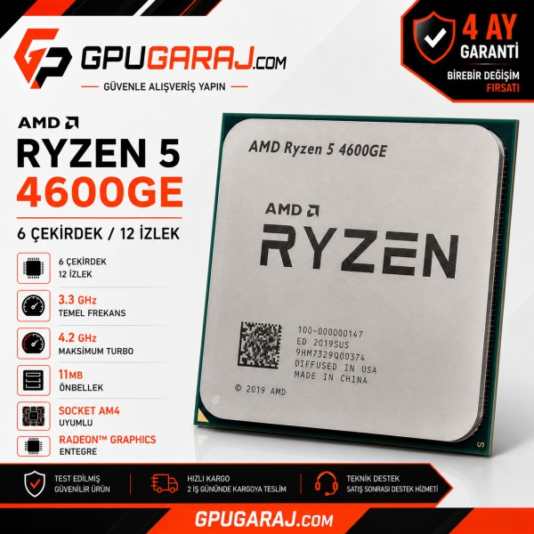 AMD Ryzen 5 4600GE Yenilenmiş İşlemci | 4 Ay Garantili
