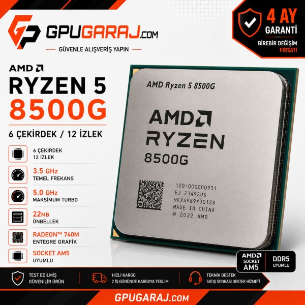 AMD Ryzen 5 8500G Yenilenmiş İşlemci | 4 Ay Garantili