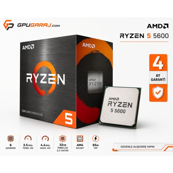 Yenilenmiş AMD Ryzen 5 5600 İşlemci
