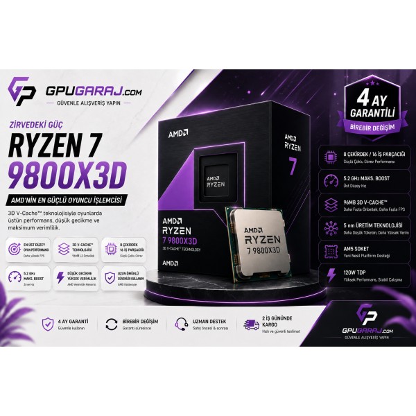Yenilenmiş AMD Ryzen 7 9800X3D İşlemci