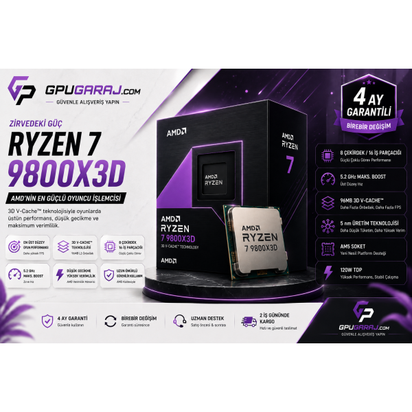 İkinci El AMD Ryzen 7 9800X3D İşlemci