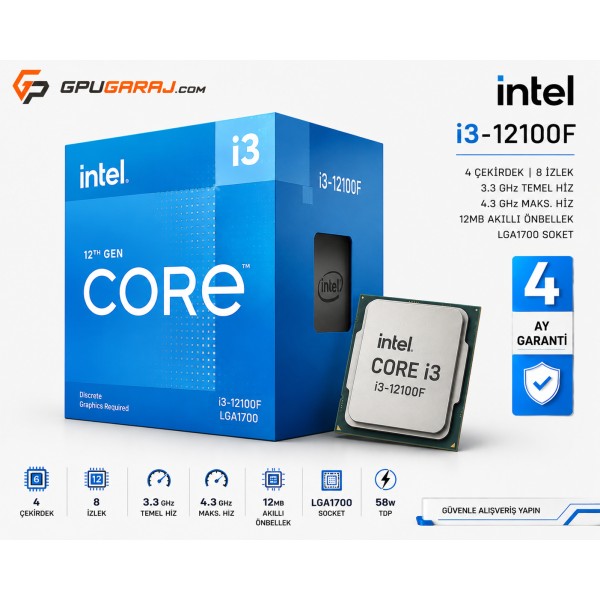 Intel Core i3-12100F İşlemci