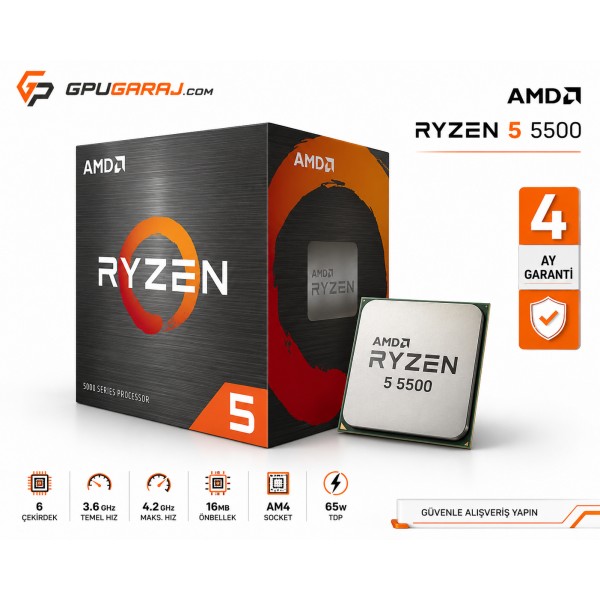 Yenilenmiş AMD Ryzen 5 5500 İşlemci