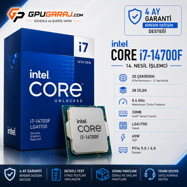 intel Core i7-14700F İkinci El İşlemci - 4 Ay Garantili