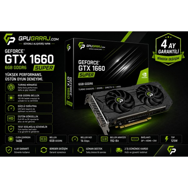 Yenilenmiş NVIDIA GeForce GTX 1660 Super 6GB