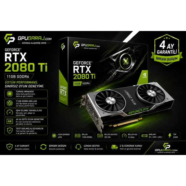 Yenilenmiş RTX 2080 Ti 11GB | Test Edilmiş ve Garantili