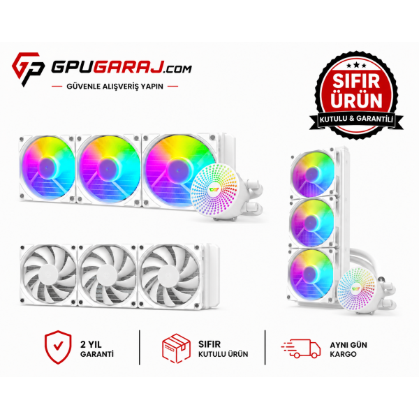 ARGB Beyaz 360 mm İşlemci Sıvı Soğutucu ARGB Beyaz 360 mm İşlemci Sıvı Soğutucu